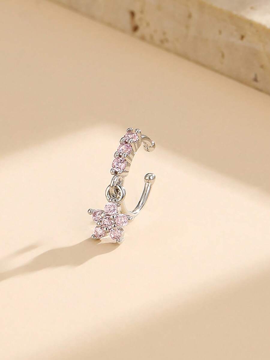 1 chiếc mặt dây chuyền hoa thời trang & dễ thương đính đá Cubic Zirconia hình vòng mũi trang sức cho phụ nữ ngày lễ tình nhân - Nhiều màu - Xem 1