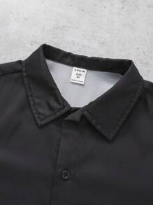 SHEIN 男童度假风渐变印花翻领纽扣短袖梭织衬衫