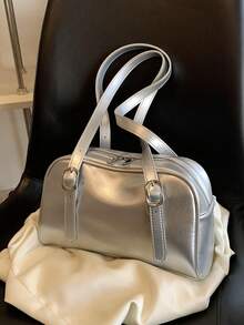 PU皮革單肩包搭扣裝飾金屬質感