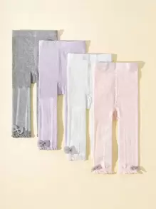 4雙女孩蝴蝶結裝飾時尚褲襪日常裝飾 - 彩色 - 查看 1