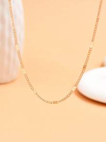 1pc Chunky Chain Necklace With CC Pendant - Yellow Gold - View 2