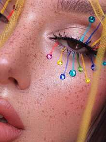 2PCS 3D Multi Particle Facial Decoration Rhinestone, Eye Tail Decoration Flash Diamond, Fake Nail Decoration Y2k Festival Party Daily Dress Up DIY Facial Decoration Music Festival Makeup Ball Suitable For Hair, Eyes, Face, Body Decoration Diamond