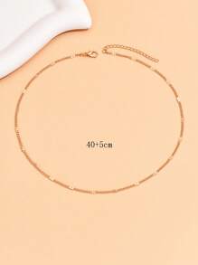 1pc Chunky Chain Necklace With CC Pendant - Yellow Gold - View 3