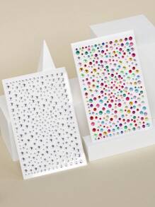 2PCS 3D Multi Particle Facial Decoration Rhinestone, Eye Tail Decoration Flash Diamond, Fake Nail Decoration Y2k Festival Party Daily Dress Up DIY Facial Decoration Music Festival Makeup Ball Suitable For Hair, Eyes, Face, Body Decoration Diamond