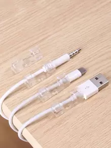 20pcs Cable Clips For Desktop Charging Data Line Cord Organizer Cable Winder For Headphone, Computer Wire, Power Cord For Bed And Office Management - Clear - View 3