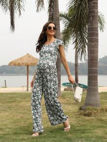 Bộ đồ liền thân Bà bầu Xù Hoa Tất cả trên in Boho - Nhiều màu - Xem 3