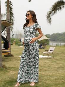 Bộ đồ liền thân Bà bầu Xù Hoa Tất cả trên in Boho - Nhiều màu - Xem 5