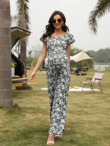 Bộ đồ liền thân Bà bầu Xù Hoa Tất cả trên in Boho - Nhiều màu - Xem 6