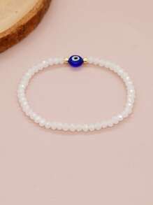 1pc Glass Eye & Hematite & Crystal Bead Women's Beaded Bracelet