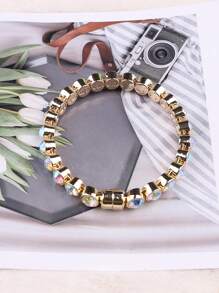 1入組歐式和美式風格時尚奢華磁吸鋼絲彈性手鐲 - 彩色 - 查看 2