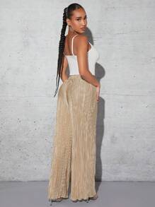 SHEIN SXY 高腰闊腿褲 - 卡其色 - 查看 2