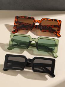 3 副装塑料方形框架时尚眼镜