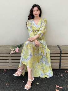 DAZY Floral Print Ruched Front Dress - Multicolor - View 3