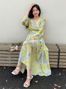 DAZY Floral Print Ruched Front Dress - Multicolor - View 5