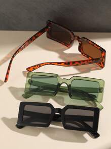 3 副装塑料方形框架时尚眼镜