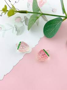 2入組/套DIY樹脂草莓吊墜適用於珠寶製作 - 粉色 - 查看 2