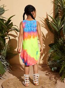 SHEIN Váy ba lỗ viền cao thấp nhuộm cà vạt cho cô gái trẻ - Nhiều màu - Xem 2