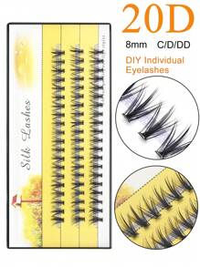 1盒8mm20D人造貂皮單個睫毛 - 黑色 - 查看 1