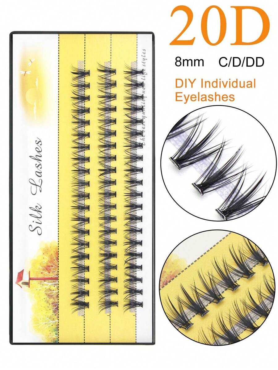 1盒8mm20D人造貂皮單個睫毛 - 黑色 - 查看 1