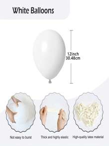 20pcs Latex 12 Inch Balloon, Minimalist Plain Color Decorative Balloon For Home, Party - White - View 3