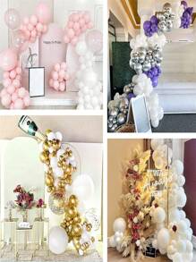 20pcs Latex 12 Inch Balloon, Minimalist Plain Color Decorative Balloon For Home, Party - White - View 4