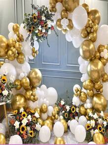 20pcs Latex 12 Inch Balloon, Minimalist Plain Color Decorative Balloon For Home, Party - White - View 5