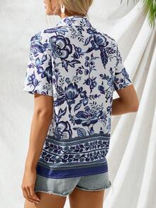 SHEIN LUNE Floral Print Button Front Shirt - Multicolor - View 2