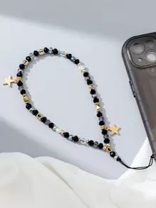 1 pieza Tira de celular con diseño de estrella con cuenta artificial cristal - Negro - Ver 1