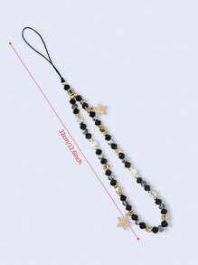 1 pieza Tira de celular con diseño de estrella con cuenta artificial cristal - Negro - Ver 2