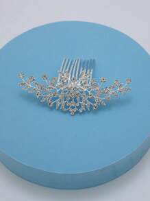 1入組女士水鑽裝飾魅力四射新娘髮梳適合婚禮派對 - 銀色 - 查看 1