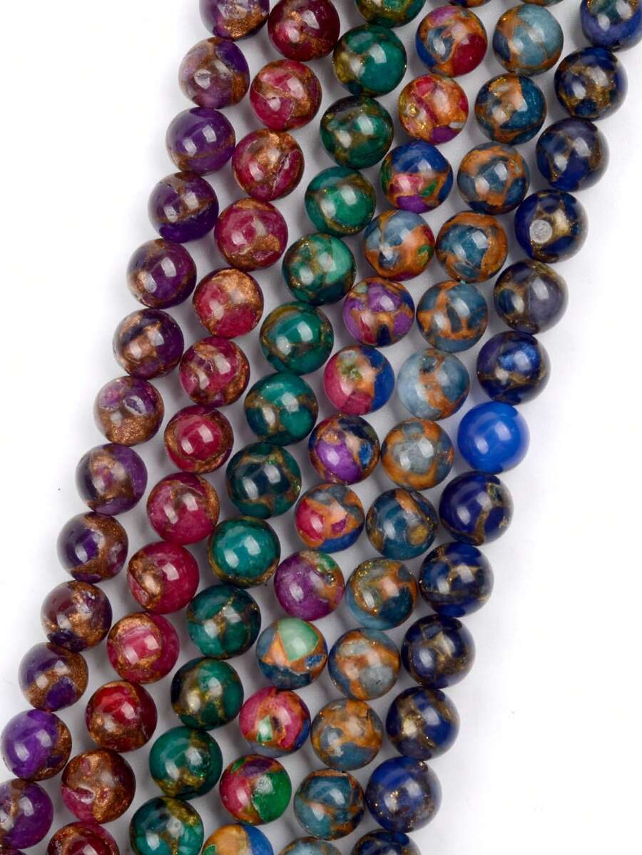 1串4-12毫米景泰藍DIY珠子15英寸 - 紫色 - 查看 1