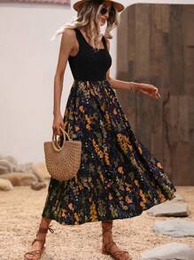 SHEIN Clasi Floral Print Wrap Hem Dress - Multicolor - View 1