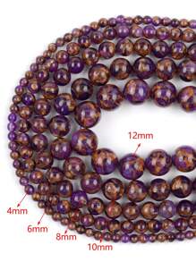 1串4-12毫米景泰藍DIY珠子15英寸 - 紫色 - 查看 4