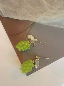 1雙時尚不銹鋼葡萄耳墜適合女士適用於日常 - 綠色 - 查看 2
