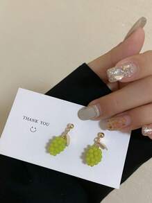 1雙時尚不銹鋼葡萄耳墜適合女士適用於日常 - 綠色 - 查看 4
