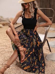 SHEIN Clasi Floral Print Wrap Hem Dress - Multicolor - View 5