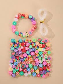 80pcs/set Fashionable Heart & Flower Design DIY Bead For Women For DIY Jewelry Making - Multicolor - View 1