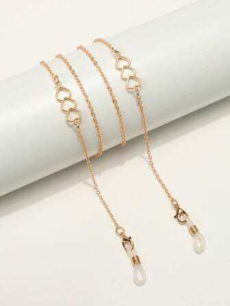 1 pieza Elegante cadena para gafas con decoración de corazón de moda para uso diario, accesorios para gafas para mujeres, regalo del Día de San Valentín