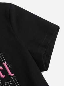 sosiwon Artist Letter Graphic Crop Tee - Black - View 4