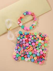 80pcs/set Fashionable Heart & Flower Design DIY Bead For Women For DIY Jewelry Making - Multicolor - View 2