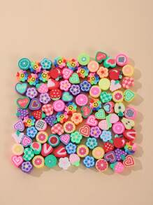 80pcs/set Fashionable Heart & Flower Design DIY Bead For Women For DIY Jewelry Making - Multicolor - View 4