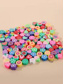 80pcs/set Fashionable Heart & Flower Design DIY Bead For Women For DIY Jewelry Making - Multicolor - View 5