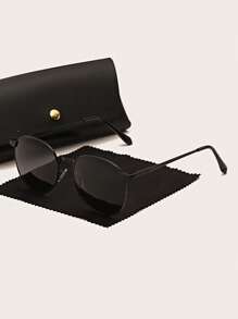 1 Pair Unisex Metal Frame Retro Pilot Style Decorative Fashion Glasses, Suitable For Casual, Party, Daily Wear, Vacation, Beach, Outdoor Travel For Summer Beach Vacation,Outdoor,Travel - Black - View 1