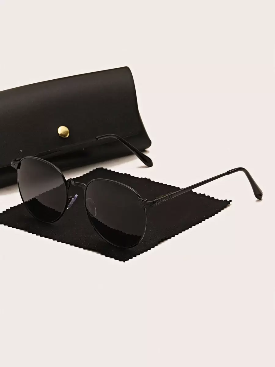 1 Pair Unisex Metal Frame Retro Pilot Style Decorative Fashion Glasses, Suitable For Casual, Party, Daily Wear, Vacation, Beach, Outdoor Travel For Summer Beach Vacation,Outdoor,Travel - Black - View 1