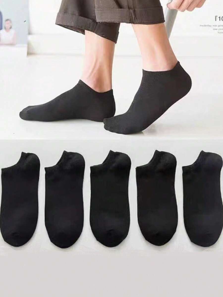 5 đôi Vớ mắt cá chân thông thường cho nam cho cuộc sống hàng ngày - màu đen - Xem 1