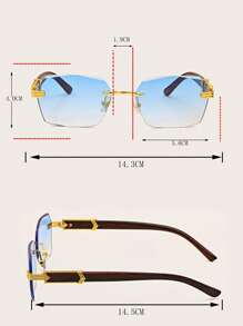 Hombres Gafas de moda sin montura de lentes de ombré - Azul - Ver 4