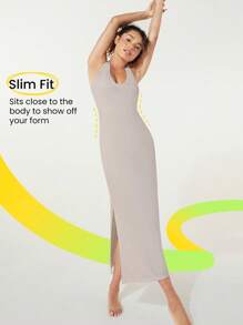 GLOWMODE Ribbed Modal Goddess Activewear Maxi Dress