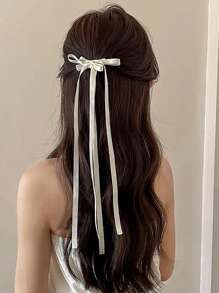 2 chiếc nơ nữ trang trí kẹp tóc thời trang để trang trí tóc - Màu be - Xem 3