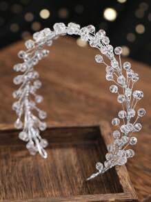1pc Women's Elegant Handmade Crystal Headband, Bridal Hair Accessory Suitable For Wedding Party Gift Valentine's Day Accessories - Silver - View 1
