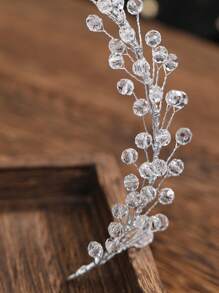 1pc Women's Elegant Handmade Crystal Headband, Bridal Hair Accessory Suitable For Wedding Party Gift Valentine's Day Accessories - Silver - View 3